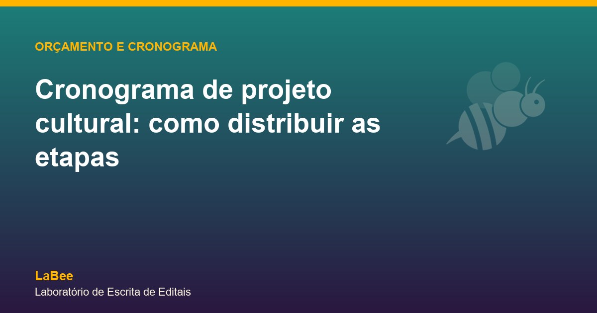 Arte do artigo: Cronograma de projeto cultural: como distribuir as etapas
